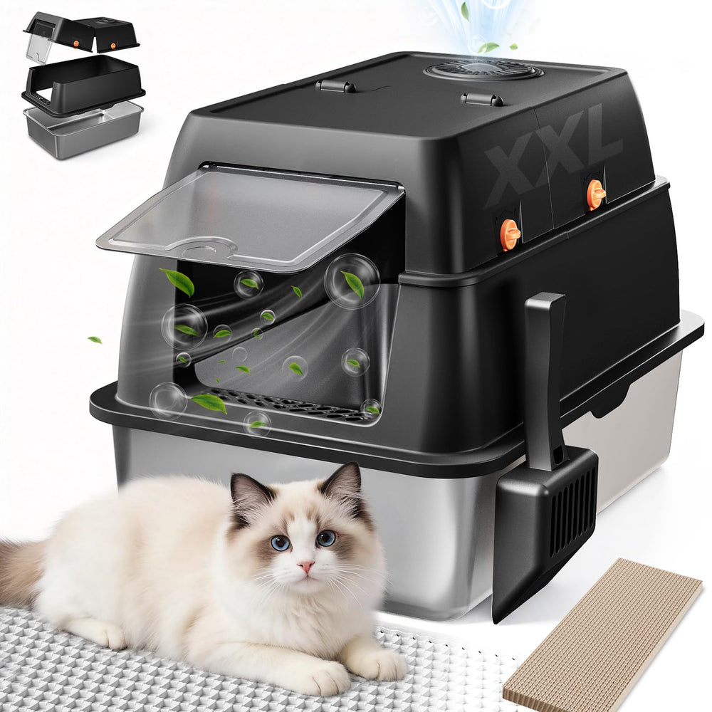 GTPLAYER bac inox face ouverte montrant l'espace intérieur et confort pour grand chat