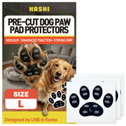 HA SHI emballage frontal des HASHI Dog Paw Pads montrant le contenu pratique