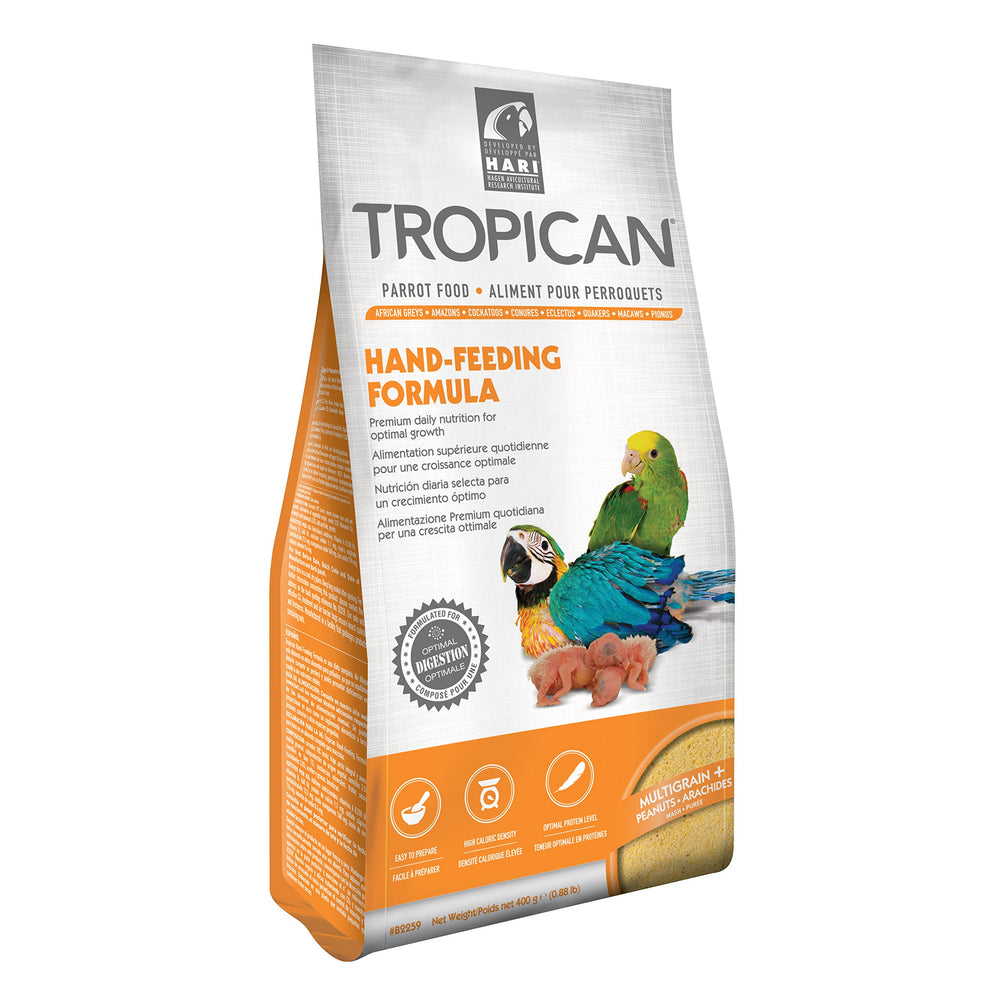 HAGEN HARI emballage Tropican 0,88 lb montrant poids et facilité de préparation