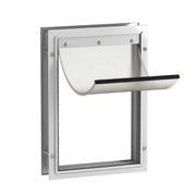 Hakuna Pets porte face blanche montrant cadre aluminium robuste et entrée facile