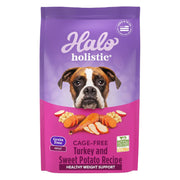 Halo emballage avant montrant dinde élevée sans cage et bénéfice nutritionnel