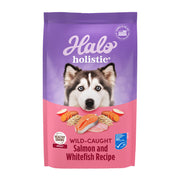 Halo emballage face montrant la recette saumon et whitefish et bénéfice digestif