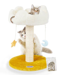 Happi N Pets arbre à chat face avant montrant le nuage et le griffoir pour confort