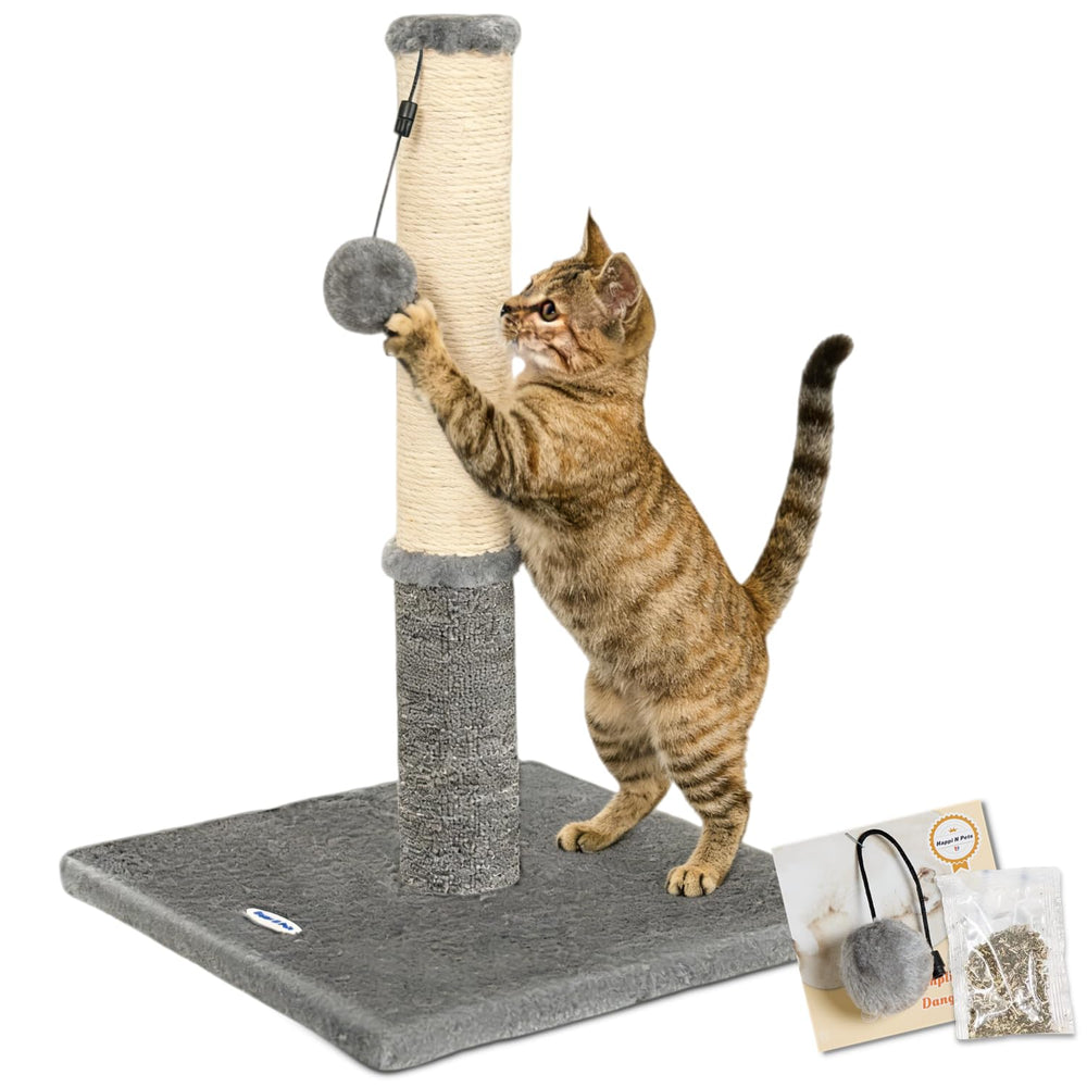 Happi N Pets poteau face avant montrant les deux textures et allure compacte