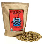 Harrison's Bird Foods emballage face montrant l'étiquette et l'avantage nutritionnel