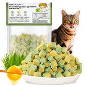 HavenJanny emballage avant montrant le format 60g et duo Cat Grass Egg Yolk bénéfice appétence