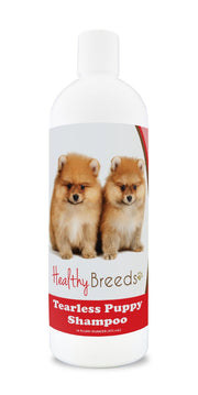 Healthy Breeds bouteille avant étiquette claire montrant usage pour chiots et pelage doux