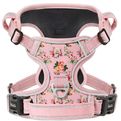 HEELE harnais face complète rose fleur montrant coupe et fermetures sécurisées