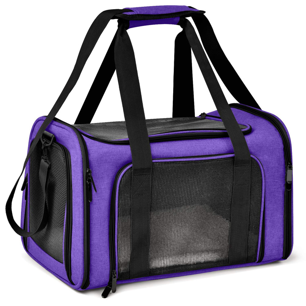 Henkelion vue avant du sac violet montrant fermeture et fenêtres en maille pour sécurité