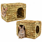 HERCOCCI vue de face de la maison en herbe, abri confortable pour lapin