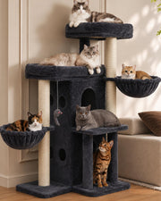Heybly vue de face de l'arbre à chat complet montrant stabilité et niveaux