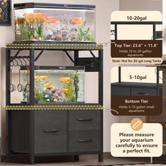 Heybly plateau supérieur soutenant un bac 10–20 gallons en sécurité
