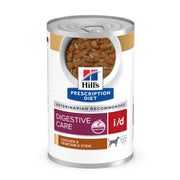 Hill's Prescription Diet emballage avant montrant la recette digestif et bénéfice apaisant