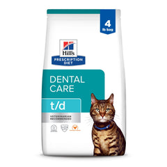 Hill's Prescription Diet t/d emballage avant montrant formule dentaire bénéfice hygiène