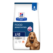 Hill's Prescription Diet emballage avant montrant la formule z/d et simplicité d'utilisation