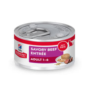 Hill's Science Diet face de la boîte montrant recette boeuf et bénéfice appétence