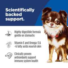 Hill's Science Diet croquettes comparées à une main pour taille convenant aux petits chiens