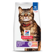 Hill's Science Diet emballage face montrant formule pour estomac sensible et peau