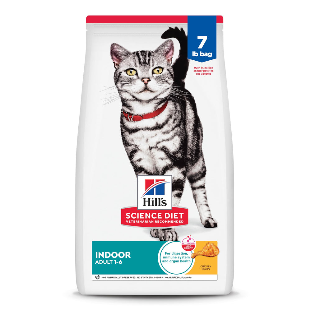 Hill's Science Diet emballage frontal montrant la recette pour chat d'intérieur