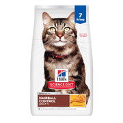 Hill's Science Diet paquet devant montrant formule 7+ anti-boules de poils et confiance