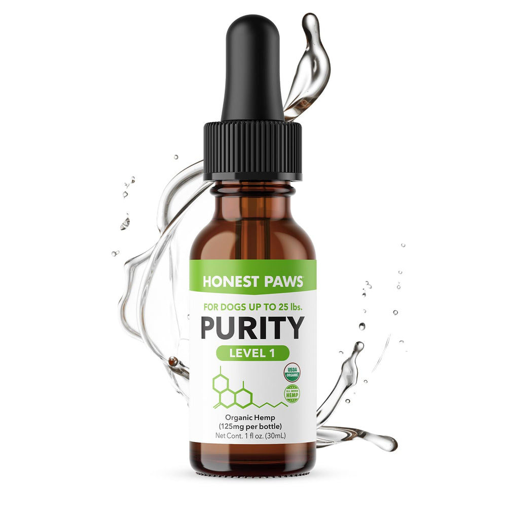 Honest Paws bouteille face montrant le flacon pratique pour petits chiens