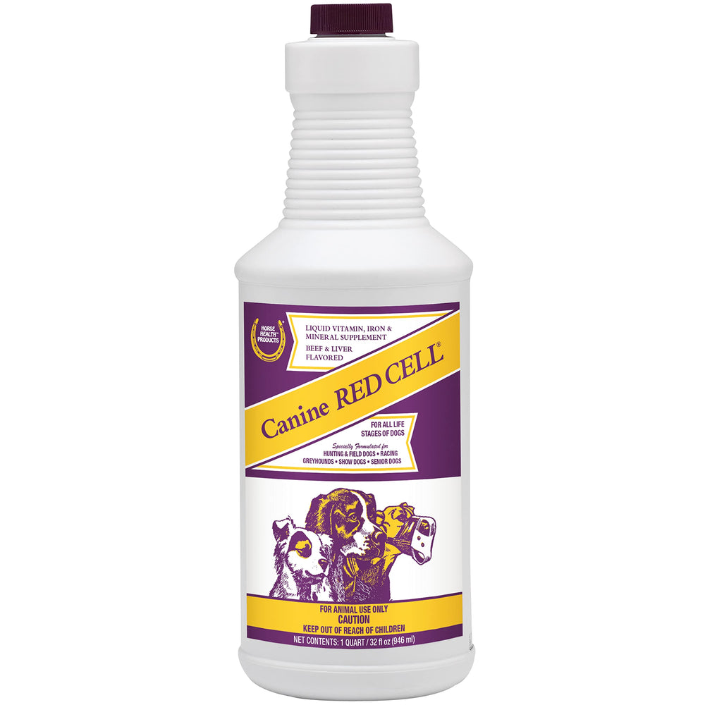 Horse Health Canine Red Cell bouteille face montrant l’emballage et dosage clair