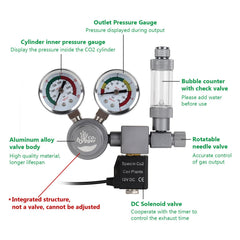 Hygger CO2 double manomètre lisible avec zone verte pour sécurité