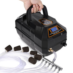 hygger pompe à air face avant montrant boîtier robuste et design silencieux