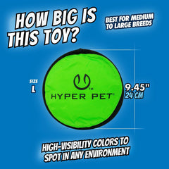 Hyper Pet disque à côté d'une règle montrant diamètre 9 pouces utile pour choix