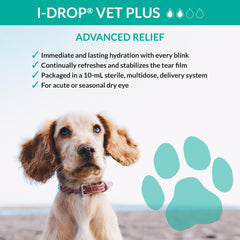 I-DROP Vet Plus goutte sur peau illustrant la texture hydratante longue durée