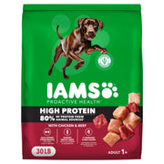 IAMS sac 30 lb face visible montrant l'étiquette et avantage protéique