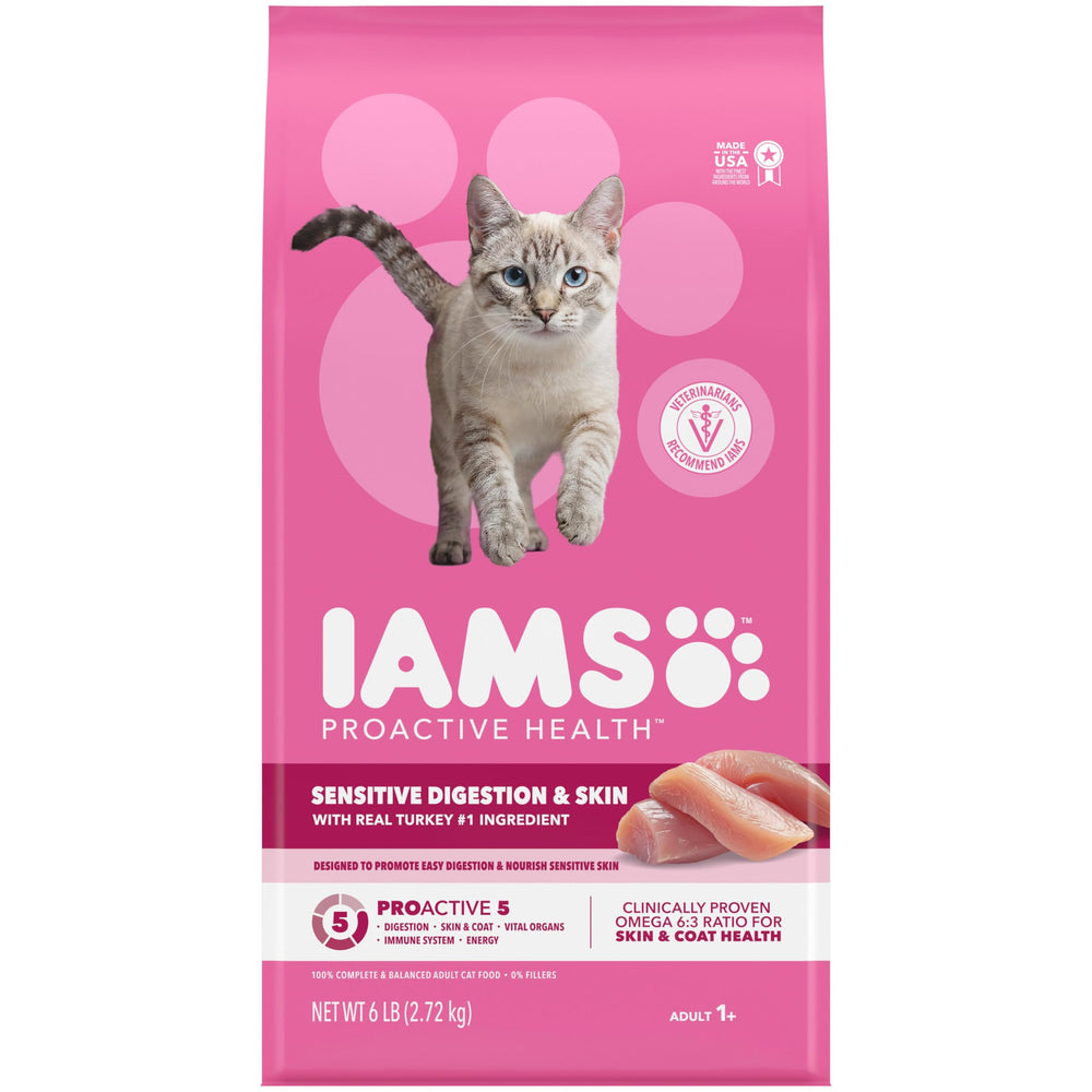 IAMS emballage avant montrant la formule Sensitive Digestion et bénéfice digestion