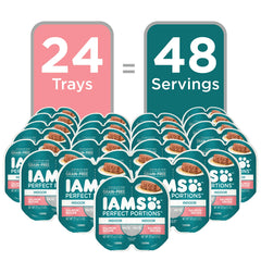 IAMS barquette ouverte montrant deux portions fraîches et facilité d'usage