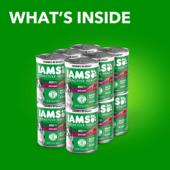 iams gros plan morceaux de bœuf pour soutien musculaire