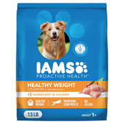 IAMS emballage avant poulet 15 lb montrant bénéfice contrôle du poids