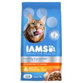 IAMS emballage avant poulet et saumon montrant nutrition équilibrée