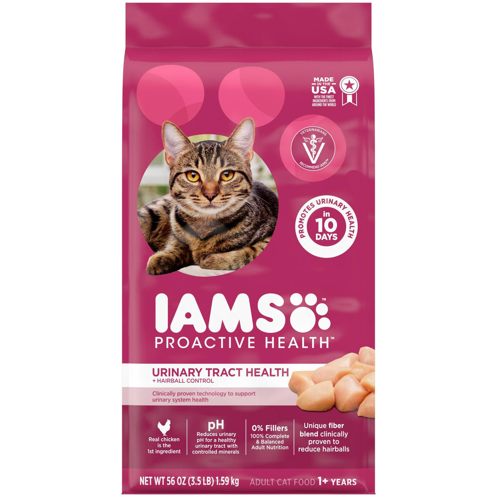 IAMS emballage avant montrant la recette poulet, rassure sur la qualité