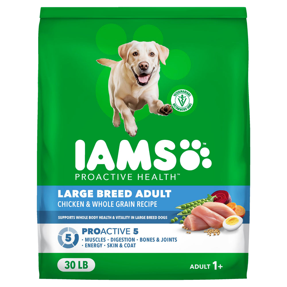 IAMS emballage avant poulet montrant l’étiquette et avantages pour santé