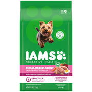 IAMS emballage devant Small Breed montrant recette poulet bénéfice nutrition