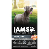 IAMS emballage face poulet et saumon montrant recette équilibrée