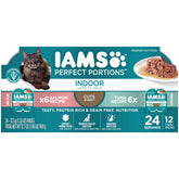 IAMS packaging face avant montrant variété thon et saumon et praticité