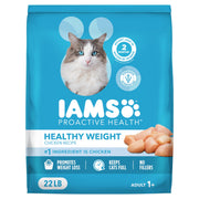IAMS paquet 22 lb montrant l’emballage et l’information produit bénéfice gestion du poids