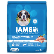 IAMS image du paquet devant montrant poulet et bénéfice maintien du poids