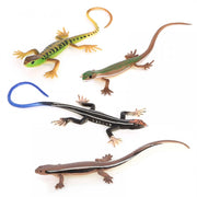 DONGKER jouets lézard pour chat lot de 4 PVC réalistes 13–14 cm, résistants aux morsures, peintures non toxiques