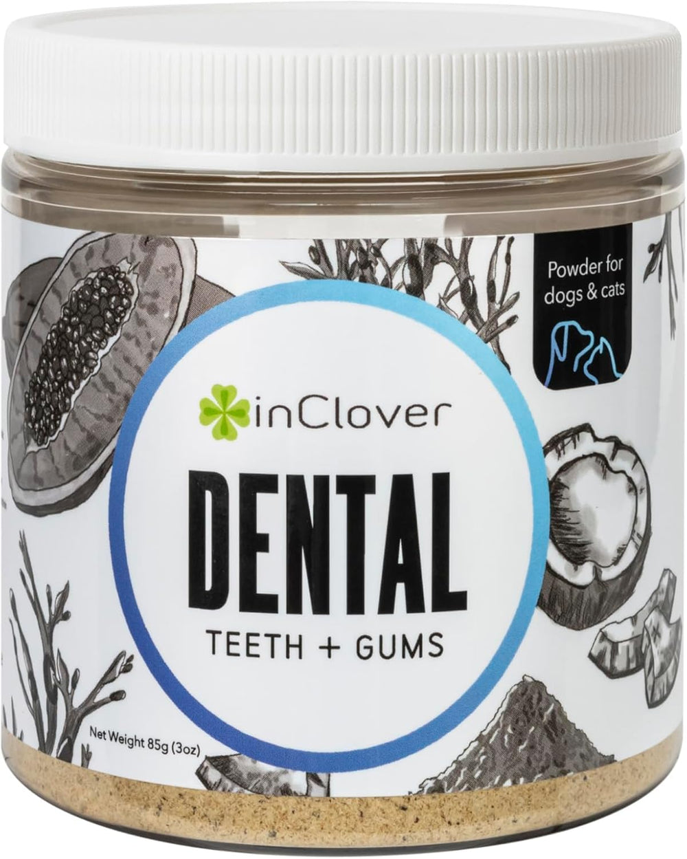 In Clover emballage face montrant produit naturel pour dents