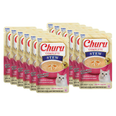 INABA emballage avant Churu Complete Stew poulet et saumon montrant le design et quantité