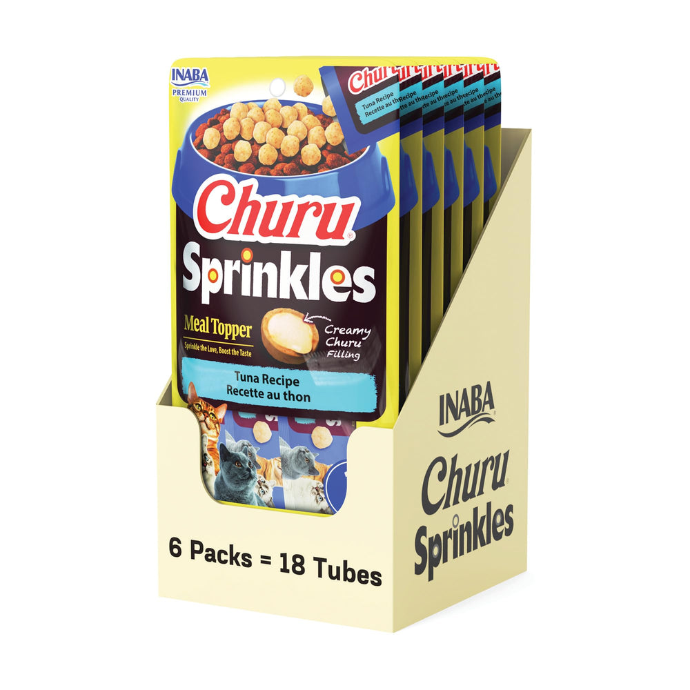 INABA Churu Sprinkles emballage avant montrant les 18 unités et bénéfice praticité