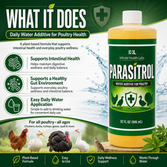 Infinite Health Labs Parasitrol ajouté à l'abreuvoir améliore la qualité d'eau