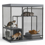 INRLKIT enclos catio face avant montrant espace sécurisé et visibilité