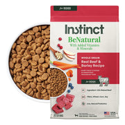 Instinct sac 25 lb en vue avant montrant la recette bœuf et orge pour confiance